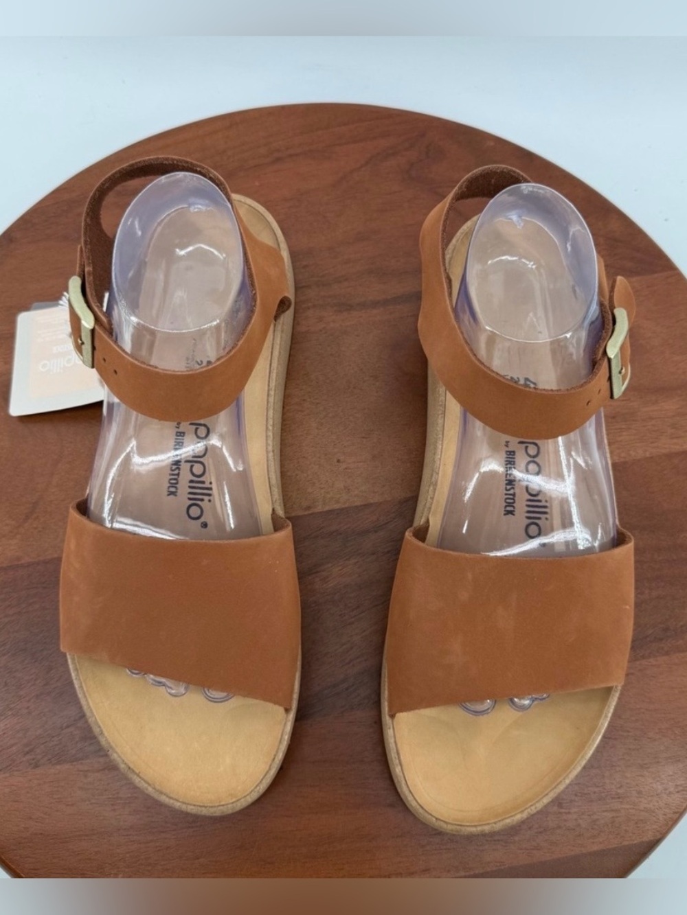 Papillio 💅 Birkenstock Glenda Pecan Brown Nubuck Leather Platform Sandals NEW - Picture 11 of 13